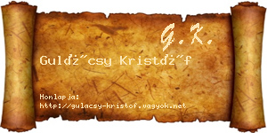 Gulácsy Kristóf névjegykártya